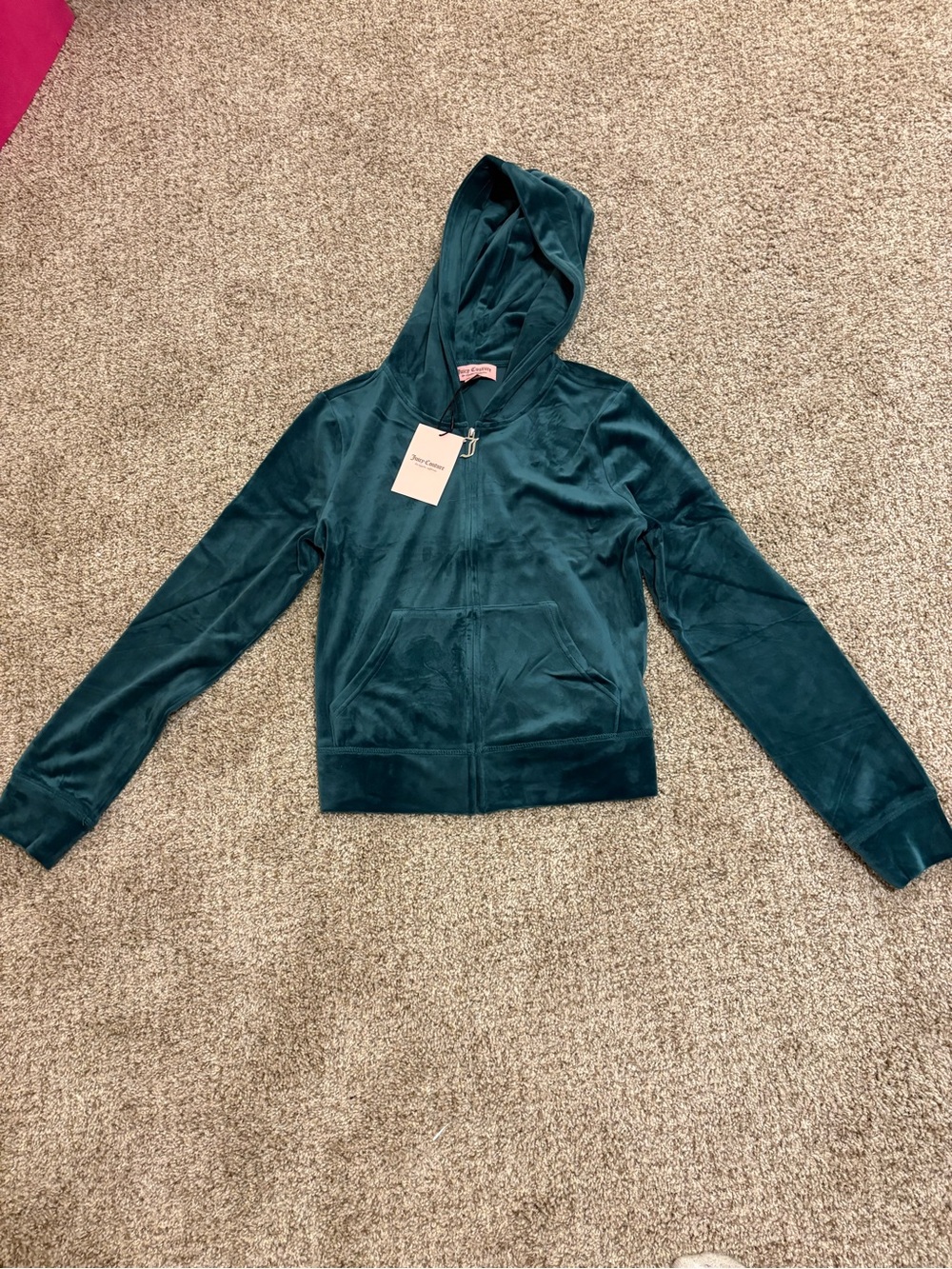 Juicy Couture Zip-Up Hoodie Sweater in Deep Teal